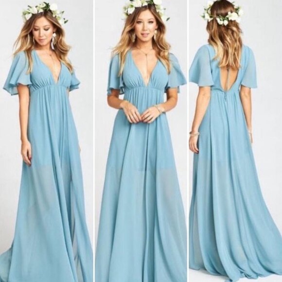 NWT Show Me Your MuMu‎ Maxi Dress Faye Flutter Blue Size XS New With Tags Boho - Picture 13 of 13